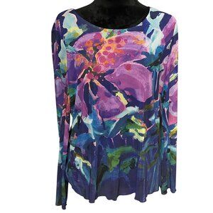 Claire Desjardins by Carre Noir Blouse M Multicolor Abstract Floral Long Sleeve